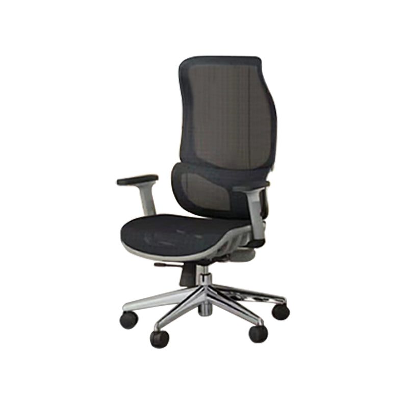 Modern Fixed Arms Chair High Back Black/Gray Mesh Desk Chair with Wheels