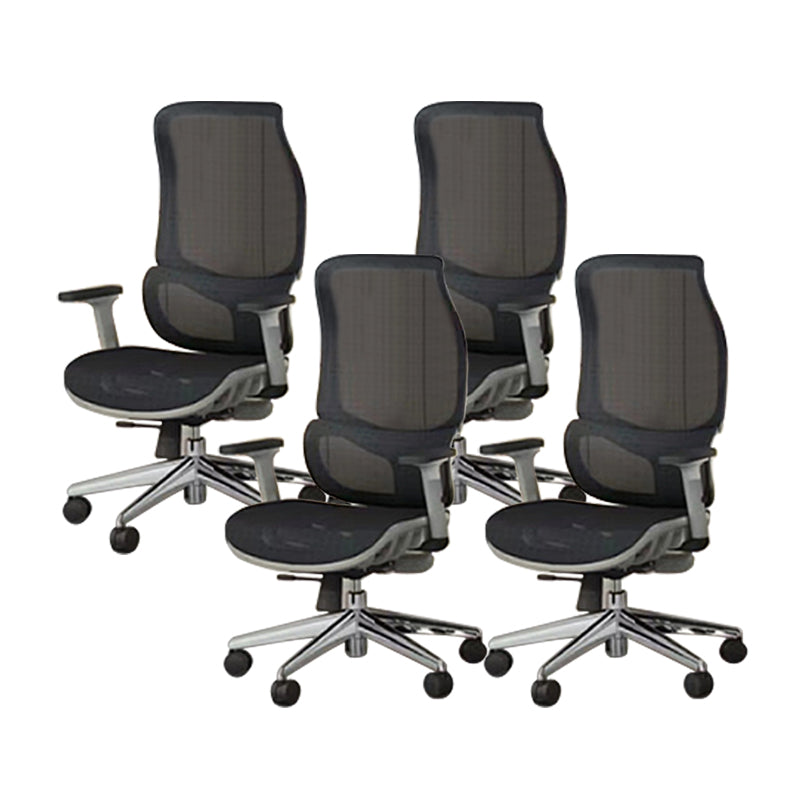 Modern Fixed Arms Chair High Back Black/Gray Mesh Desk Chair with Wheels