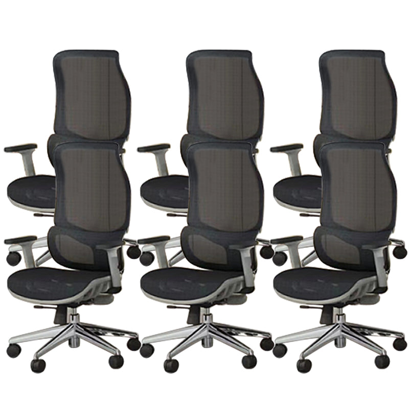 Modern Fixed Arms Chair High Back Black/Gray Mesh Desk Chair with Wheels