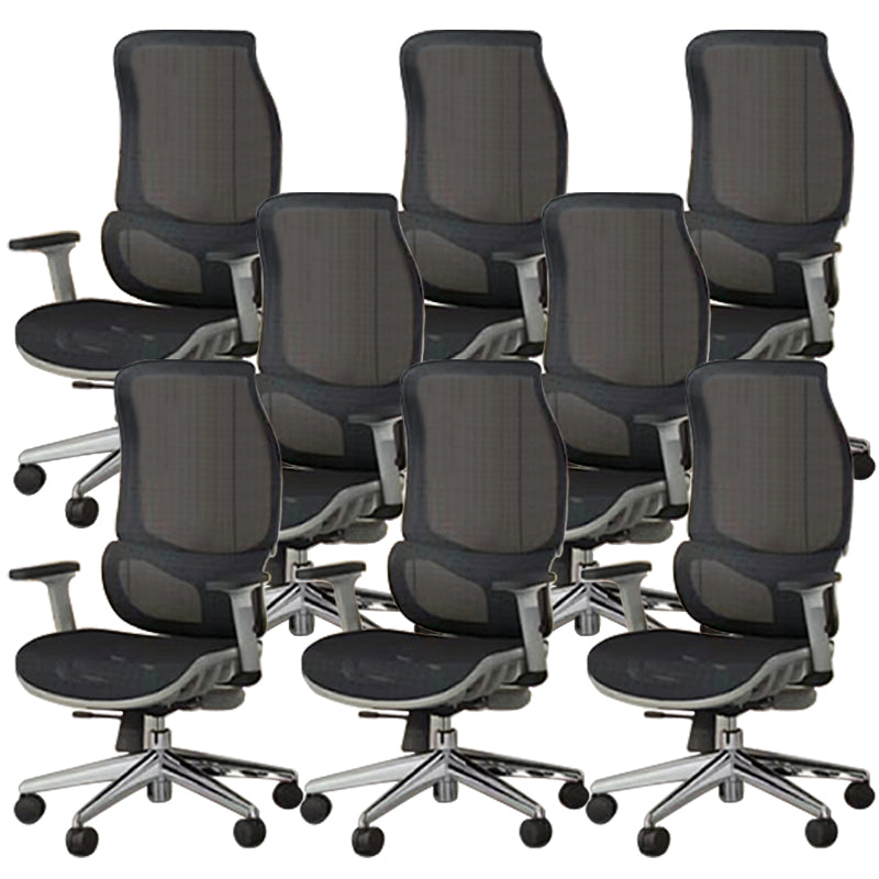 Modern Fixed Arms Chair High Back Black/Gray Mesh Desk Chair with Wheels