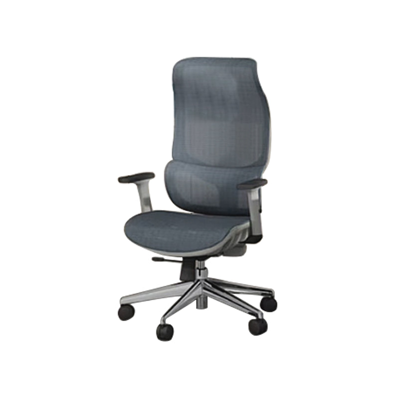 Modern Fixed Arms Chair High Back Black/Gray Mesh Desk Chair with Wheels