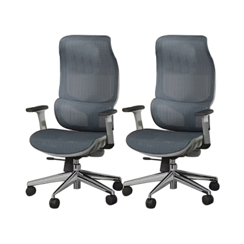 Modern Fixed Arms Chair High Back Black/Gray Mesh Desk Chair with Wheels