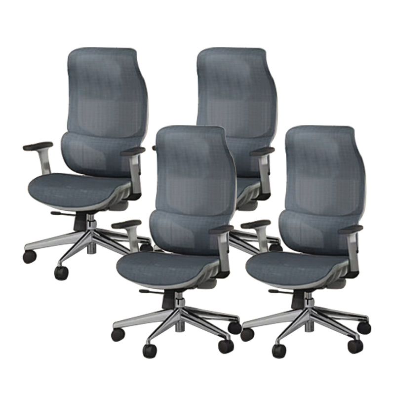 Modern Fixed Arms Chair High Back Black/Gray Mesh Desk Chair with Wheels