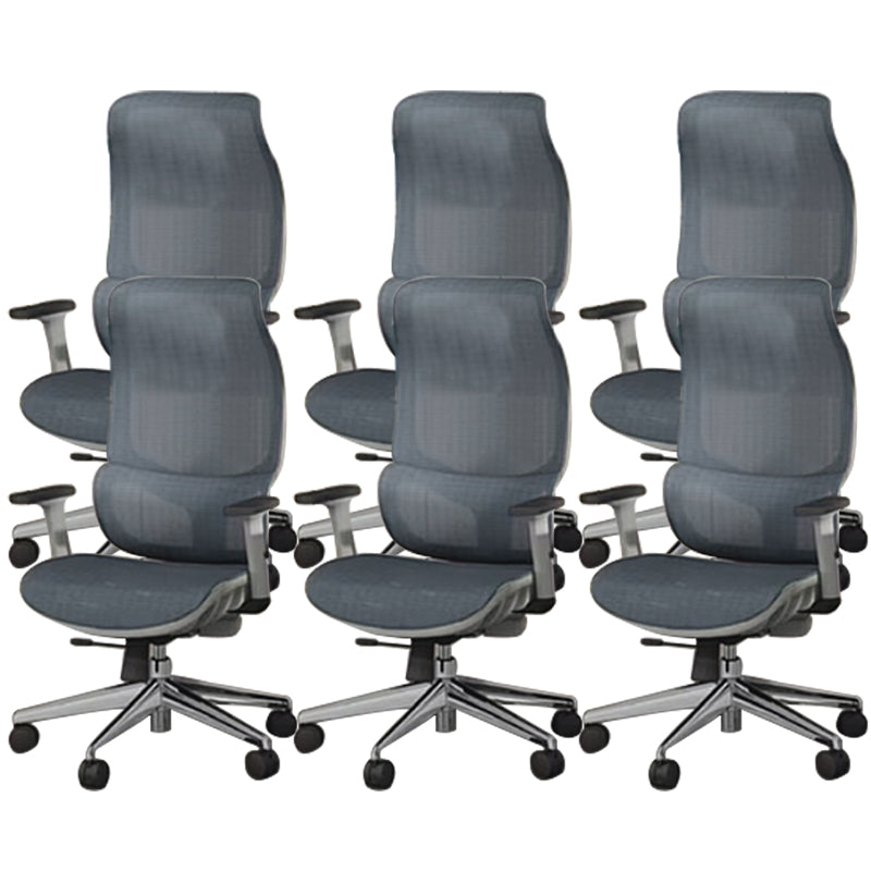 Modern Fixed Arms Chair High Back Black/Gray Mesh Desk Chair with Wheels