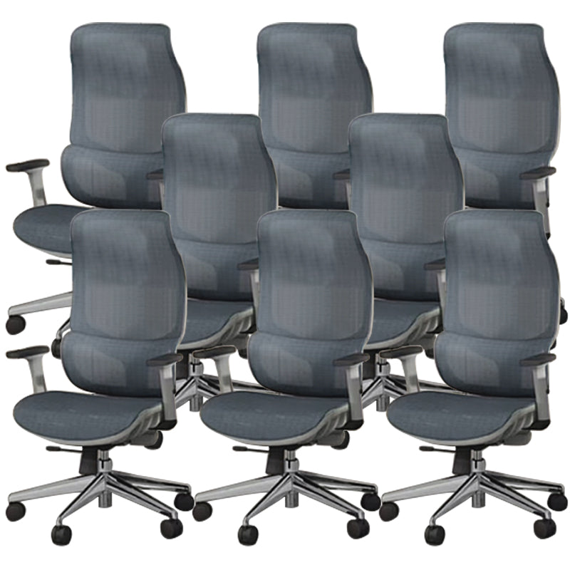 Modern Fixed Arms Chair High Back Black/Gray Mesh Desk Chair with Wheels