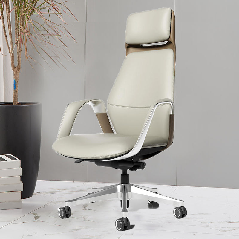 Modern Office Chair Leather Tilt Mechanism No Distressing Ergonomic Desk Chair with Wheels