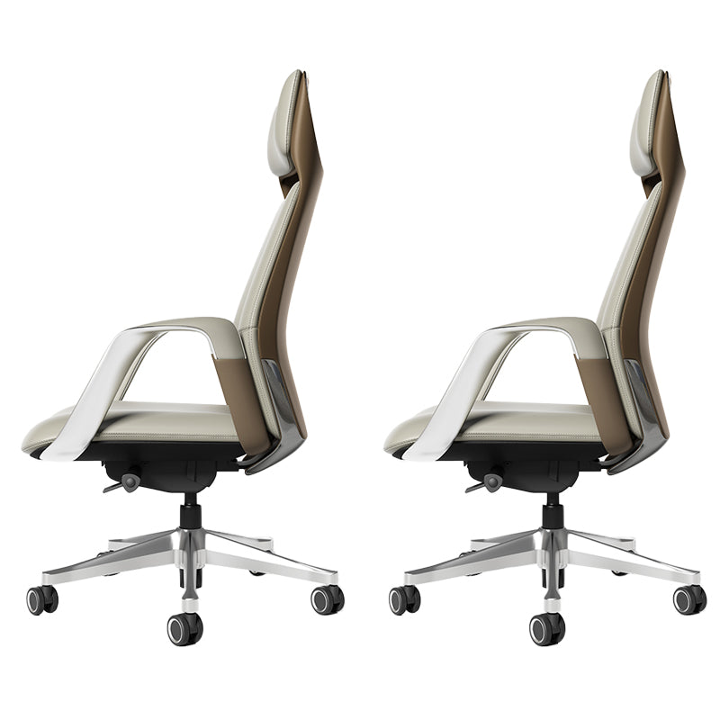 Modern Office Chair Leather Tilt Mechanism No Distressing Ergonomic Desk Chair with Wheels