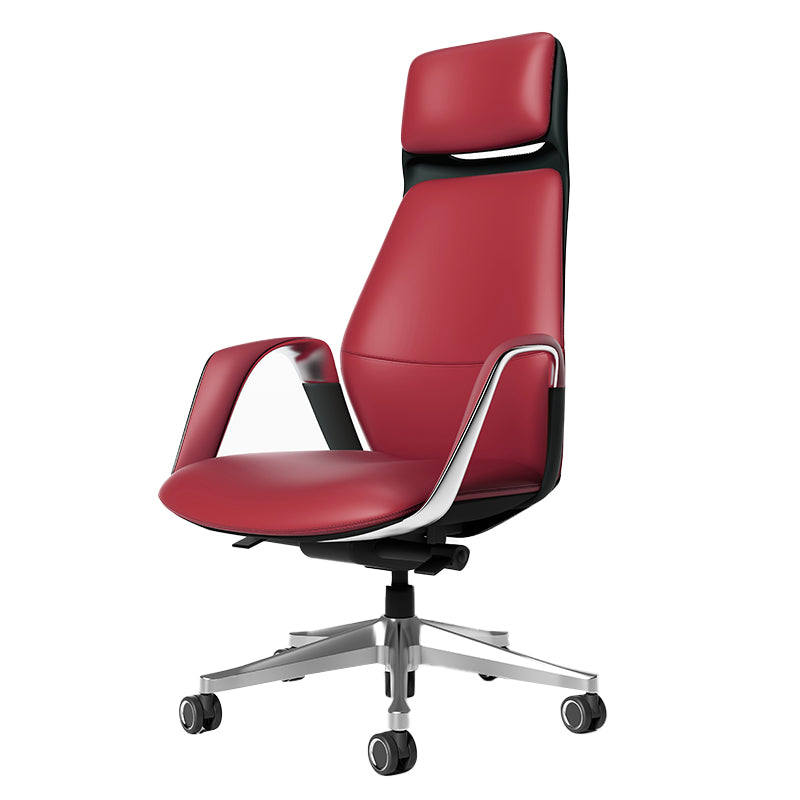 Modern Office Chair Leather Tilt Mechanism No Distressing Ergonomic Desk Chair with Wheels