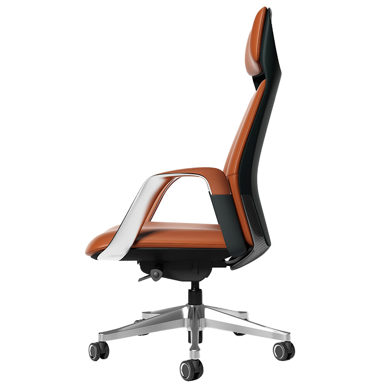 Modern Office Chair Leather Tilt Mechanism No Distressing Ergonomic Desk Chair with Wheels