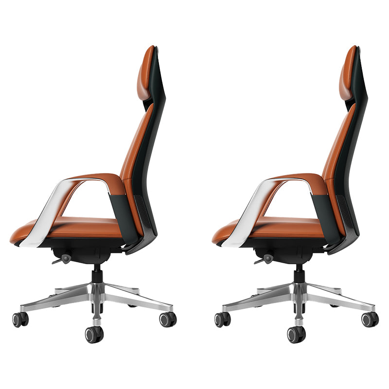 Modern Office Chair Leather Tilt Mechanism No Distressing Ergonomic Desk Chair with Wheels