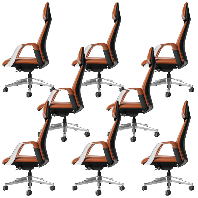 Modern Office Chair Leather Tilt Mechanism No Distressing Ergonomic Desk Chair with Wheels