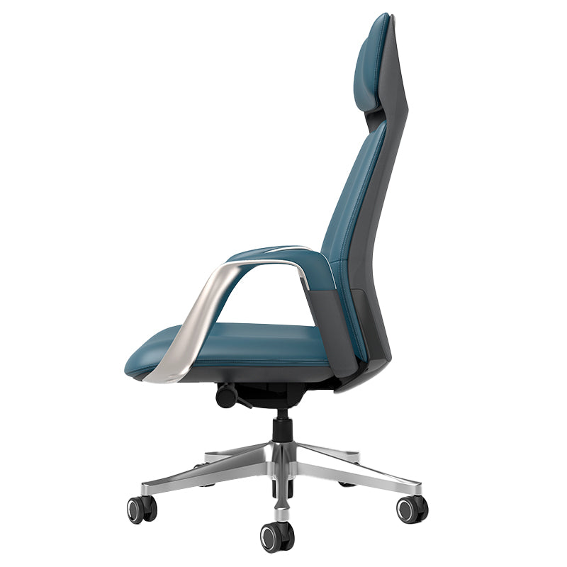 Modern Office Chair Leather Tilt Mechanism No Distressing Ergonomic Desk Chair with Wheels