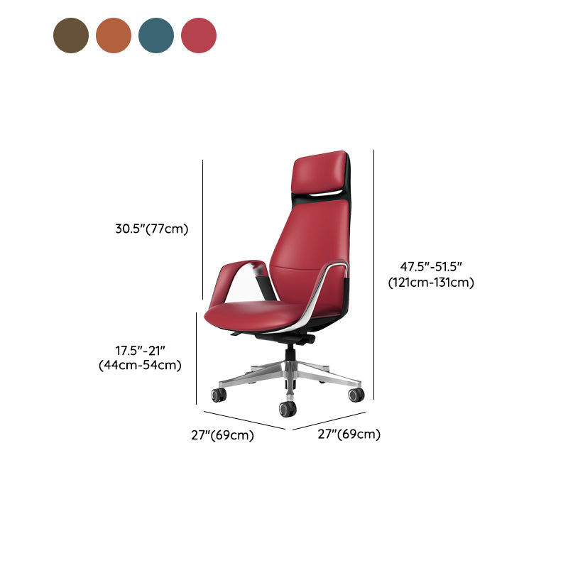 Modern Office Chair Leather Tilt Mechanism No Distressing Ergonomic Desk Chair with Wheels