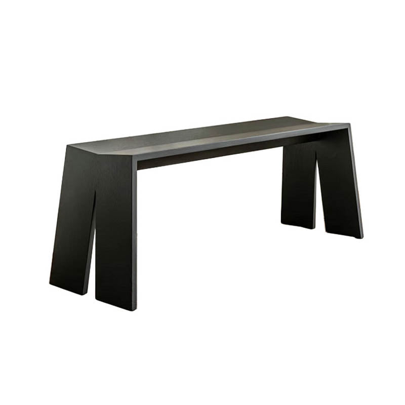 Modern Pine Wood Bench Black Seating Bench with Double Pedestal