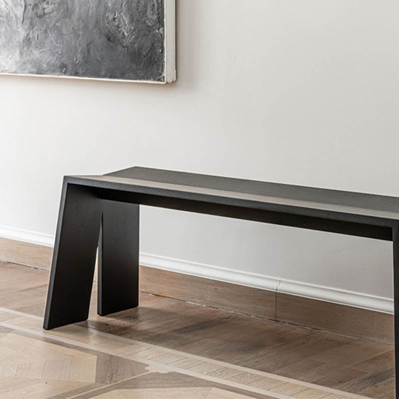 Modern Pine Wood Bench Black Seating Bench with Double Pedestal