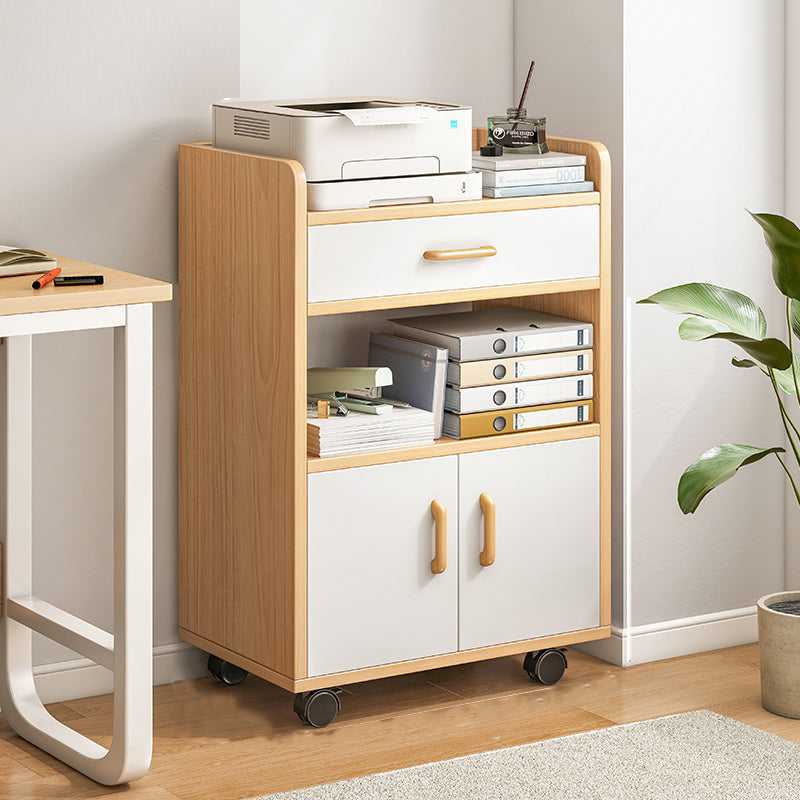 Modern Cabinet Wood Drawers Storage Shelves Filing Cabinet with Wheels