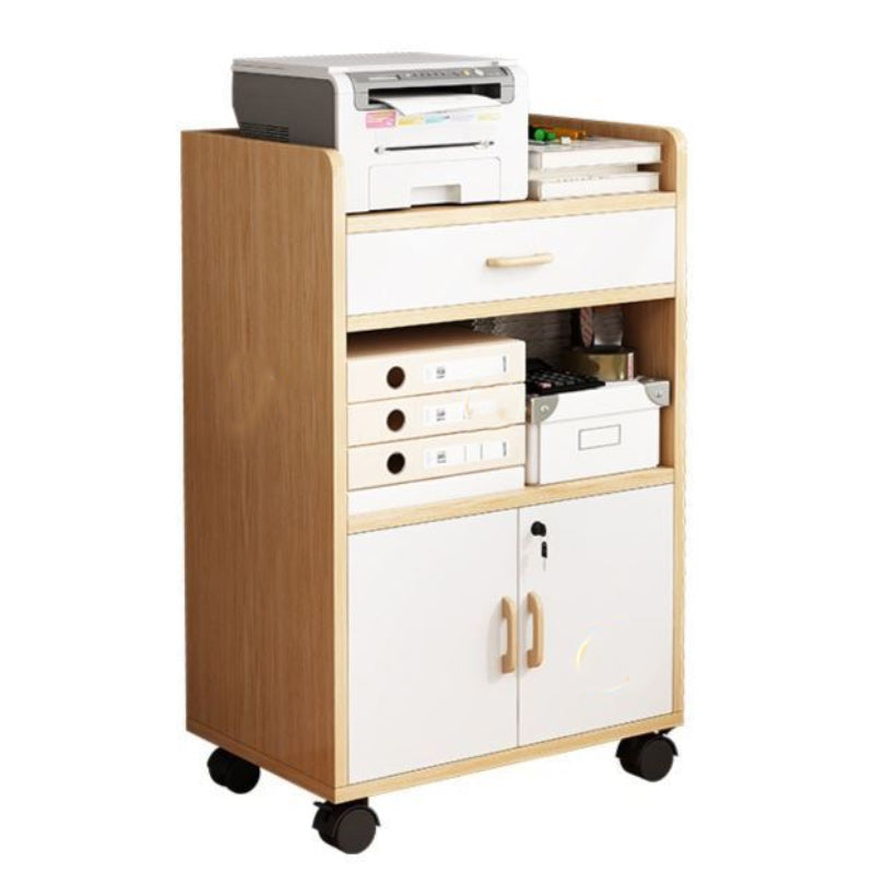 Modern Cabinet Wood Drawers Storage Shelves Filing Cabinet with Wheels