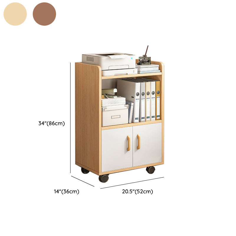 Modern Cabinet Wood Drawers Storage Shelves Filing Cabinet with Wheels