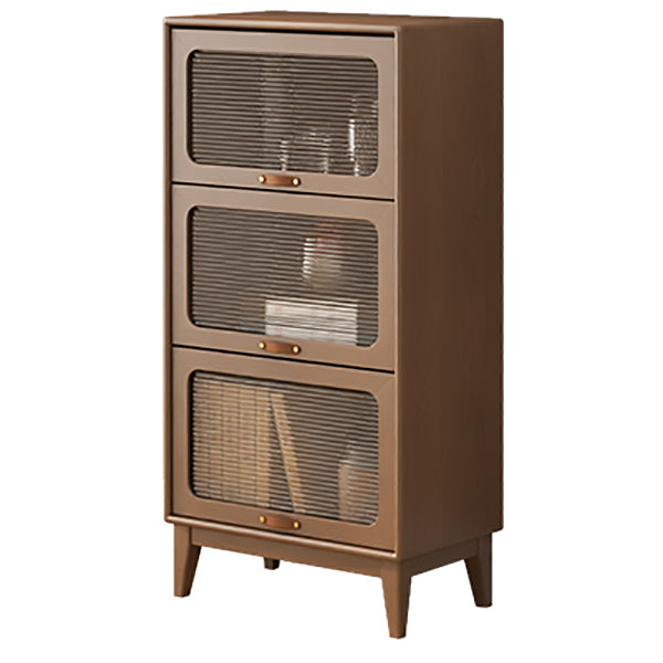 Wood Accent Cabinet, Glass Doors Storage Cabinet - Solid Wood