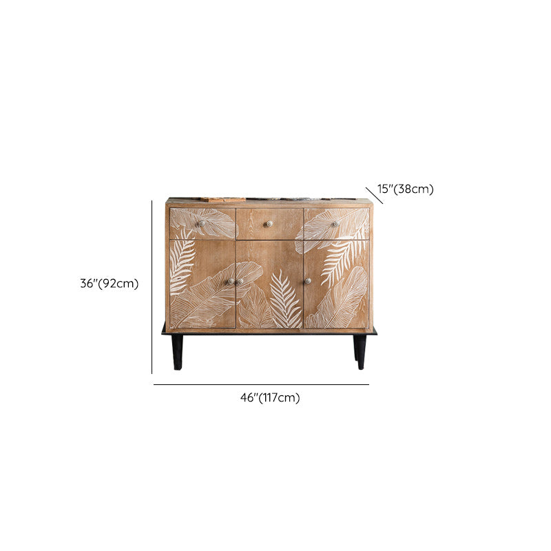 Solid Wood Side Cabinet Stain Resistant Distressed Wood Accent Cabinet