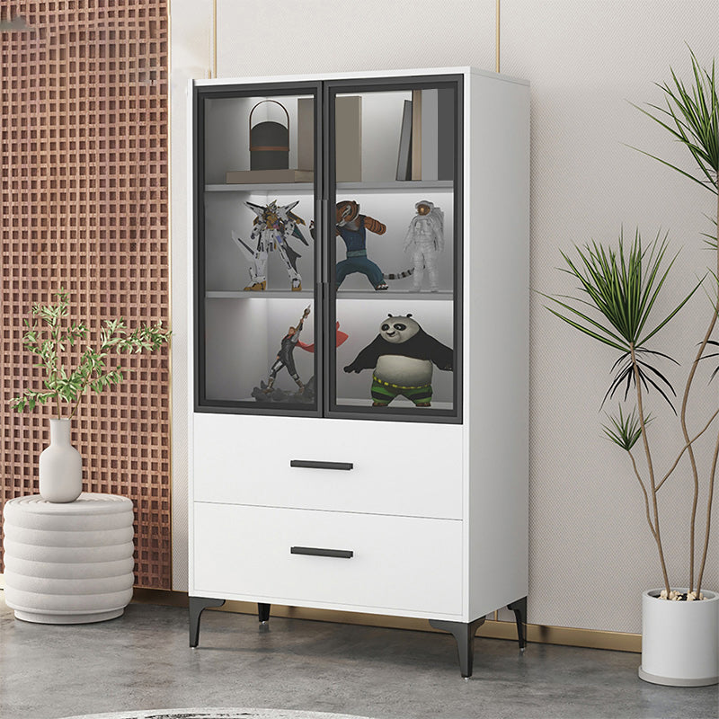 Modern Accent Cabinet Stain Resistant Metal and Wood Cabinet with Doors