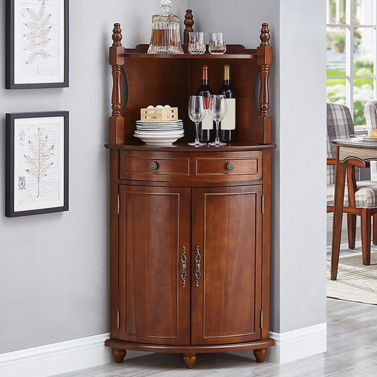 Mid-century Modern 1- Door Cabinet Wooden Corner Cabinet with Shelf