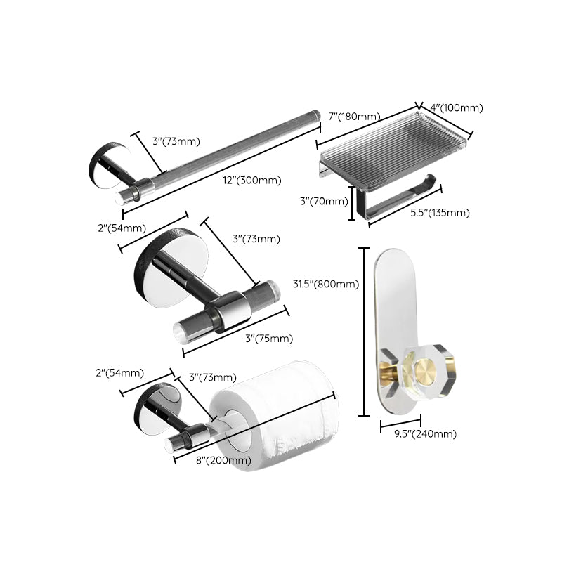 Modern Bathroom Accessory As Individual Or As a Set in Plastic and Metal