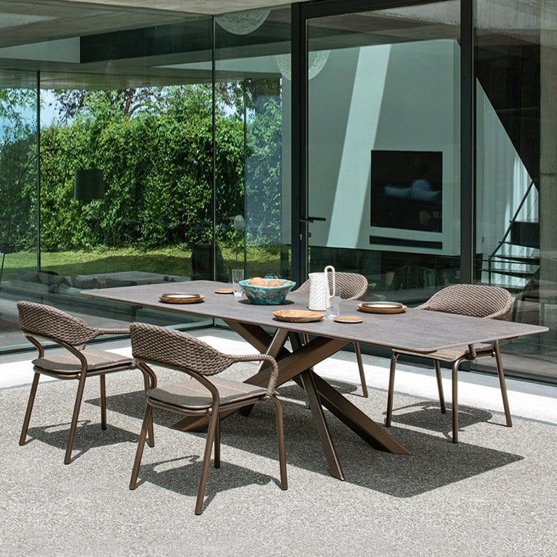 Contemporary Metal Outdoors Dining Chairs Open Back Outdoor Bistro Chairs