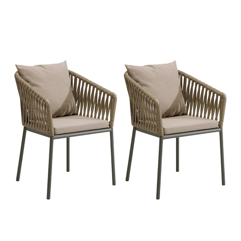 Contemporary Metal Outdoors Dining Chairs Open Back Outdoor Bistro Chairs