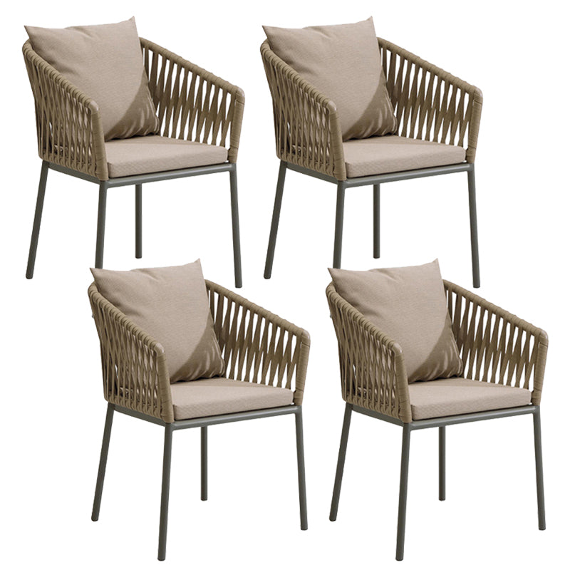 Contemporary Metal Outdoors Dining Chairs Open Back Outdoor Bistro Chairs