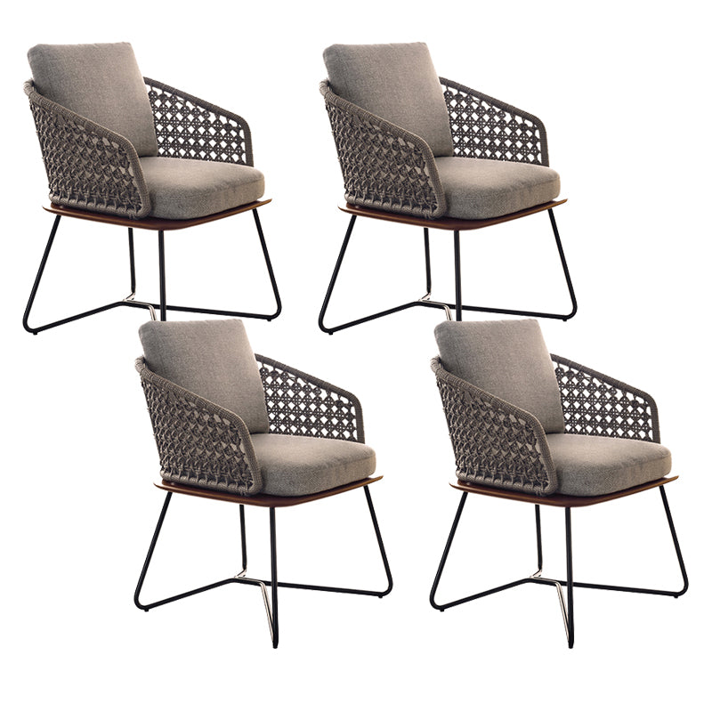 Contemporary Metal Outdoors Dining Chairs Open Back Outdoor Bistro Chairs