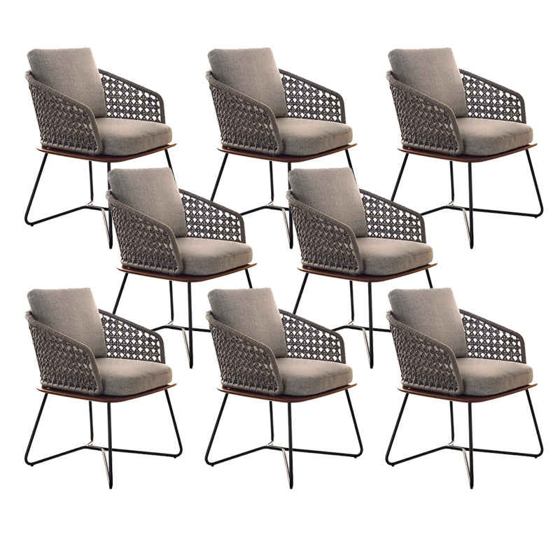 Contemporary Metal Outdoors Dining Chairs Open Back Outdoor Bistro Chairs