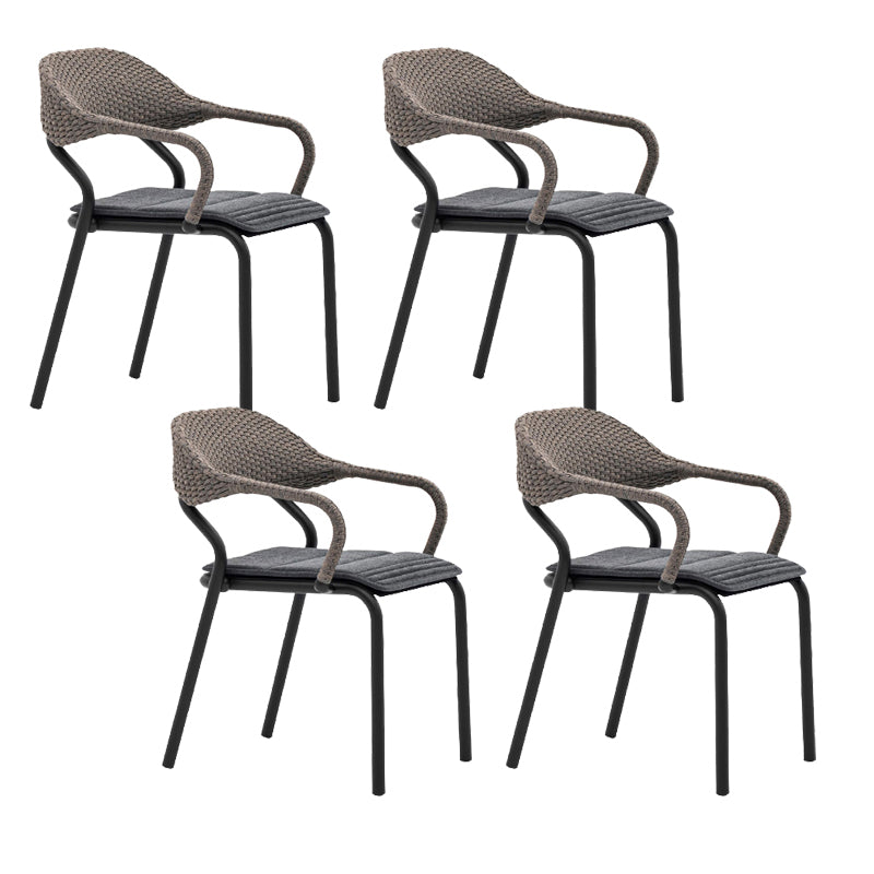 Contemporary Metal Outdoors Dining Chairs Open Back Outdoor Bistro Chairs