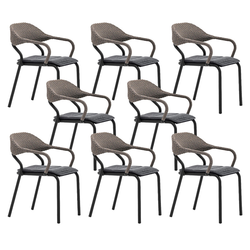 Contemporary Metal Outdoors Dining Chairs Open Back Outdoor Bistro Chairs