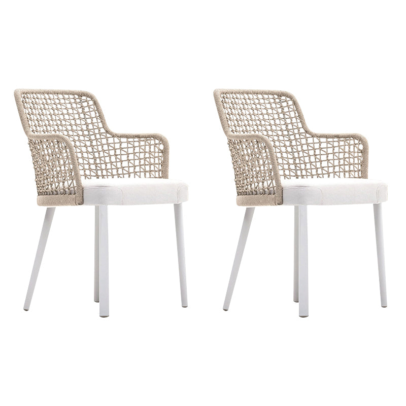 Contemporary Metal Outdoors Dining Chairs Open Back Outdoor Bistro Chairs