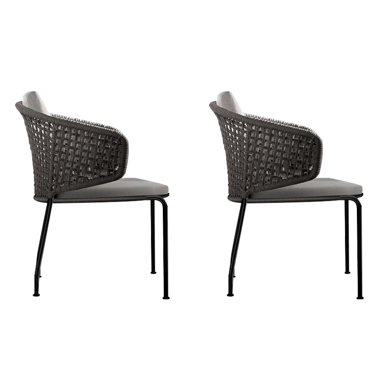 Contemporary Metal Outdoors Dining Chairs Open Back Outdoor Bistro Chairs