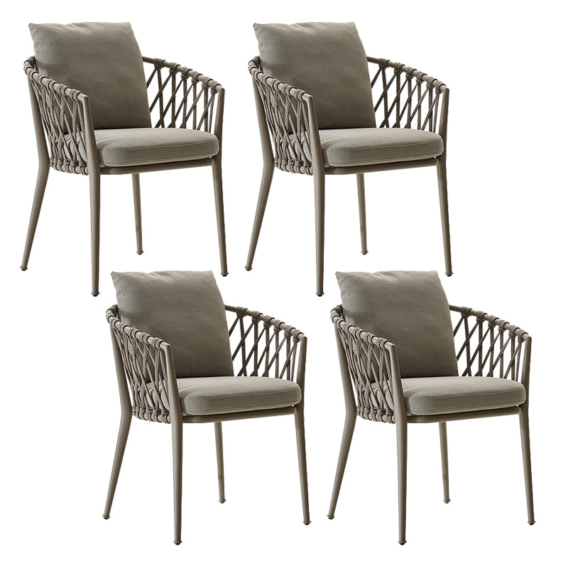 Contemporary Metal Outdoors Dining Chairs Open Back Outdoor Bistro Chairs