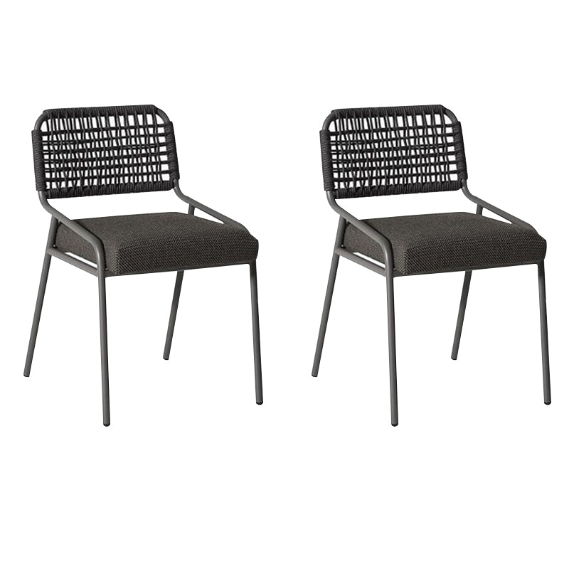 Contemporary Metal Outdoors Dining Chairs Open Back Outdoor Bistro Chairs