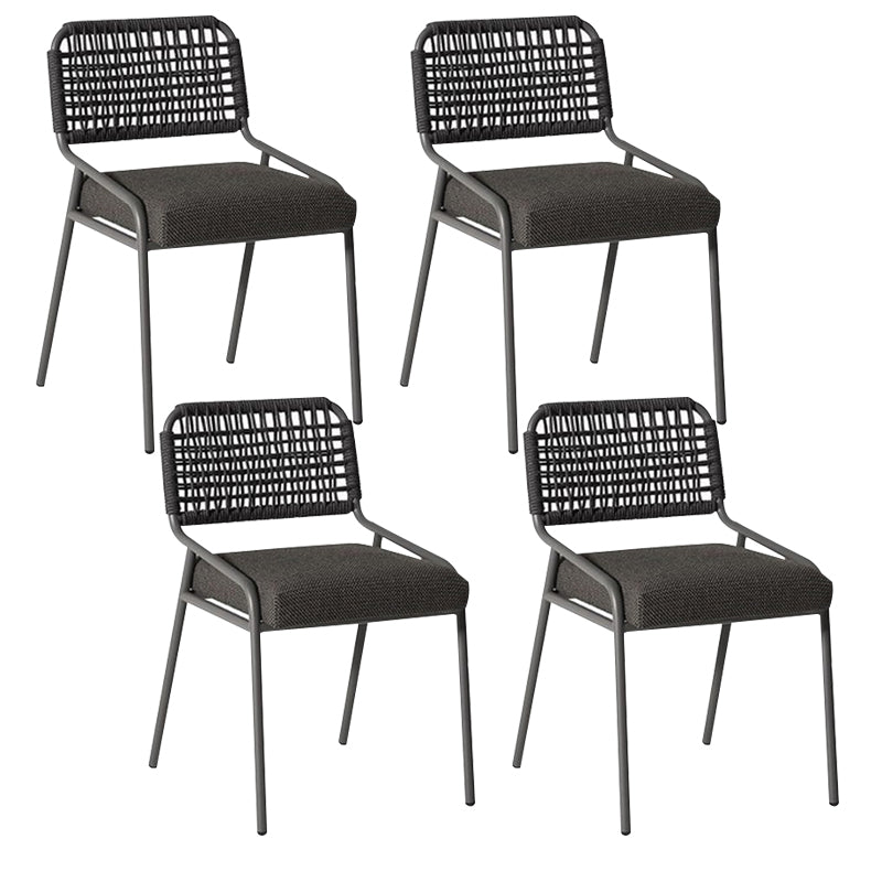 Contemporary Metal Outdoors Dining Chairs Open Back Outdoor Bistro Chairs