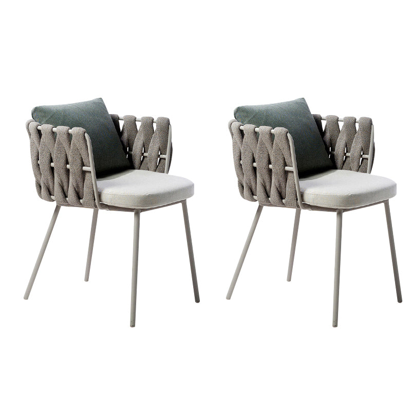 Contemporary Metal Outdoors Dining Chairs Open Back Outdoor Bistro Chairs