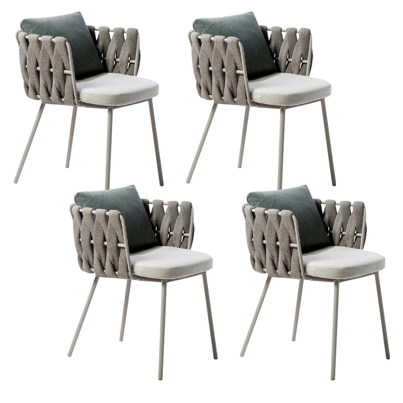 Contemporary Metal Outdoors Dining Chairs Open Back Outdoor Bistro Chairs