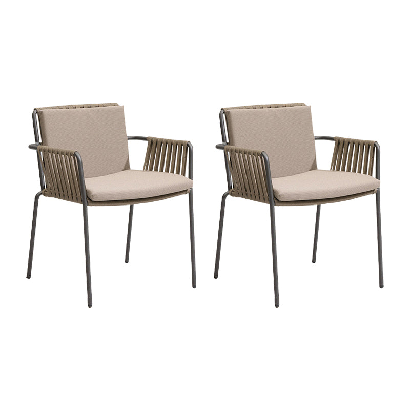 Contemporary Metal Outdoors Dining Chairs Open Back Outdoor Bistro Chairs