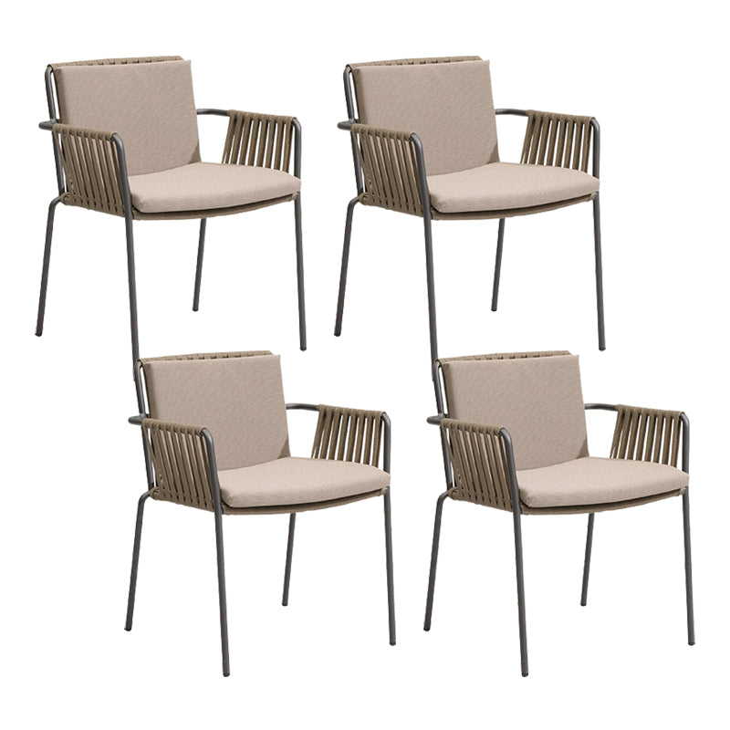 Contemporary Metal Outdoors Dining Chairs Open Back Outdoor Bistro Chairs