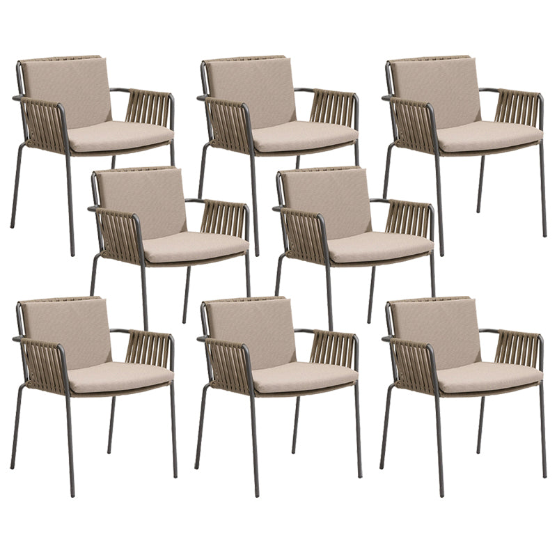 Contemporary Metal Outdoors Dining Chairs Open Back Outdoor Bistro Chairs