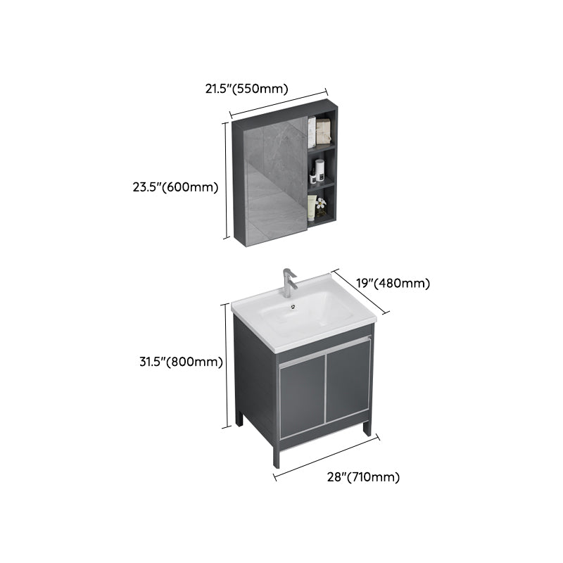 Freestanding Bathroom Vanity Space Aluminum Bathroom Vanity with Sink