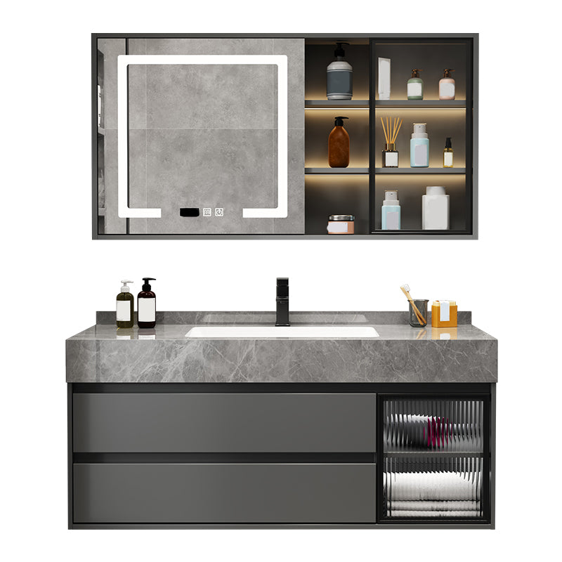 Wall Mounted Sink Vanity Solid Wood Bathroom Sink Vanity with Single Sink