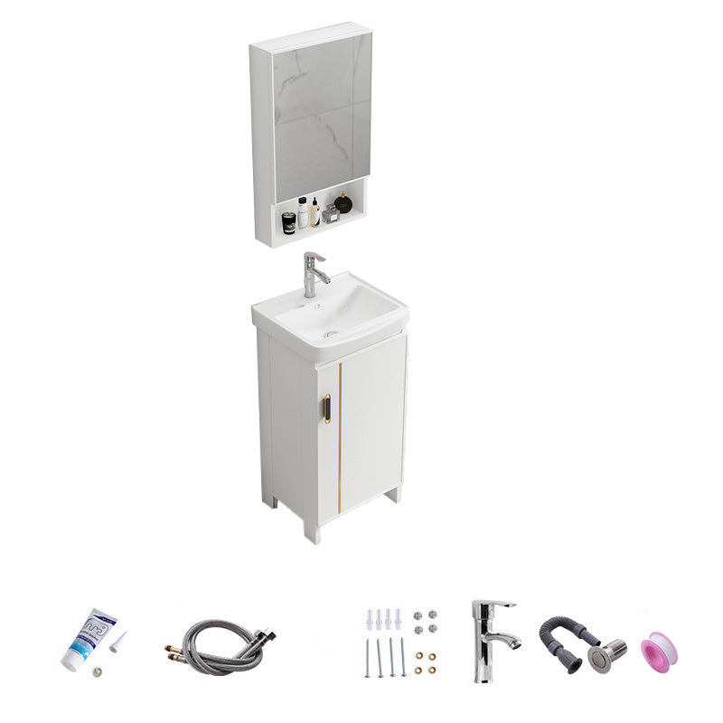 Vanity White Sink Ceramic Drawers Faucet Doors Vanity with Mirror