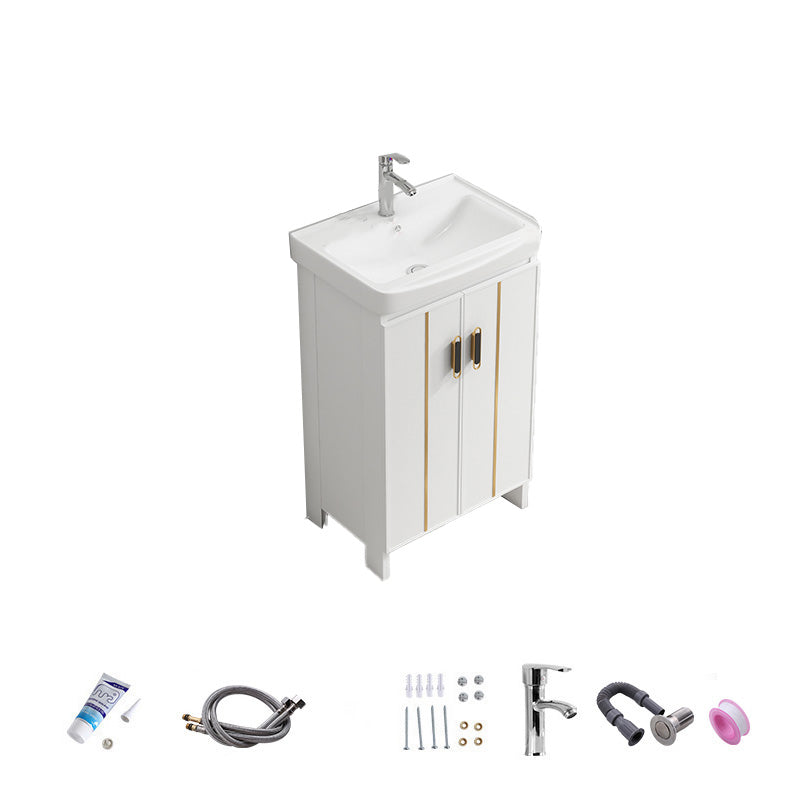 Vanity White Sink Ceramic Drawers Faucet Doors Vanity with Mirror