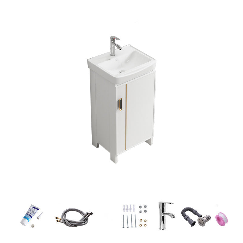 Vanity White Sink Ceramic Drawers Faucet Doors Vanity with Mirror