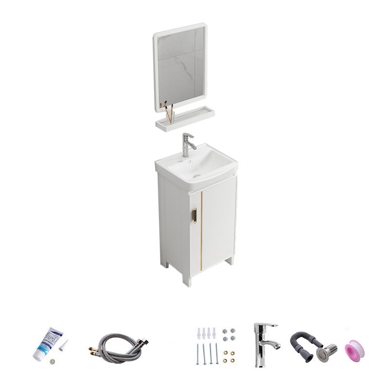 Vanity White Sink Ceramic Drawers Faucet Doors Vanity with Mirror